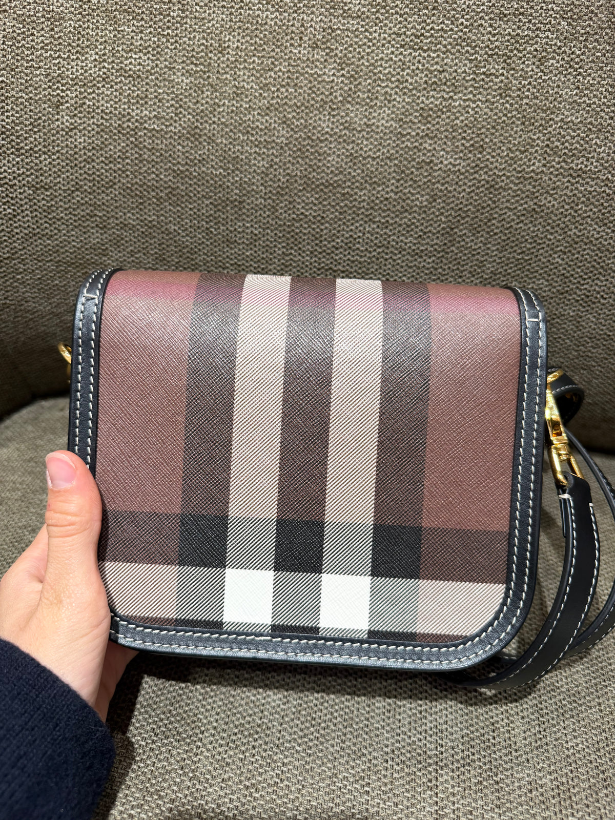 Sac bandoulière Burberry Elizabeth — Dark Birch Brown Check & Leather 15/10