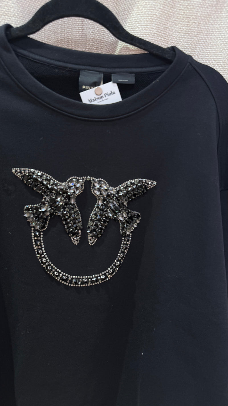 Sweat noir strass oiseaux Pinko Taille TL