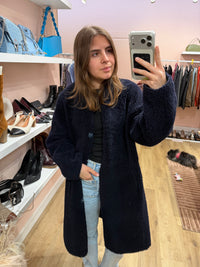 Manteau bleu nuit peau lainé Gérard Darel T.38 (L) 14/09