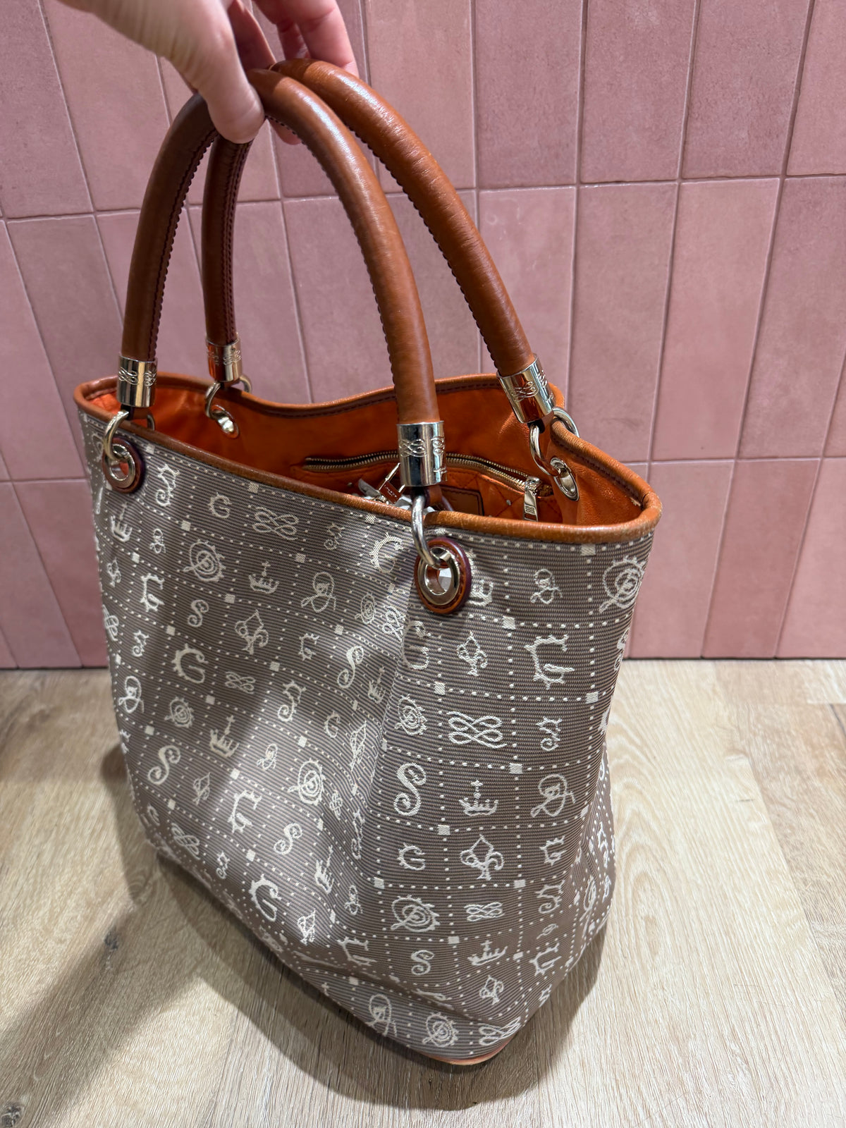 Sac beige et orange Lancel 21/10