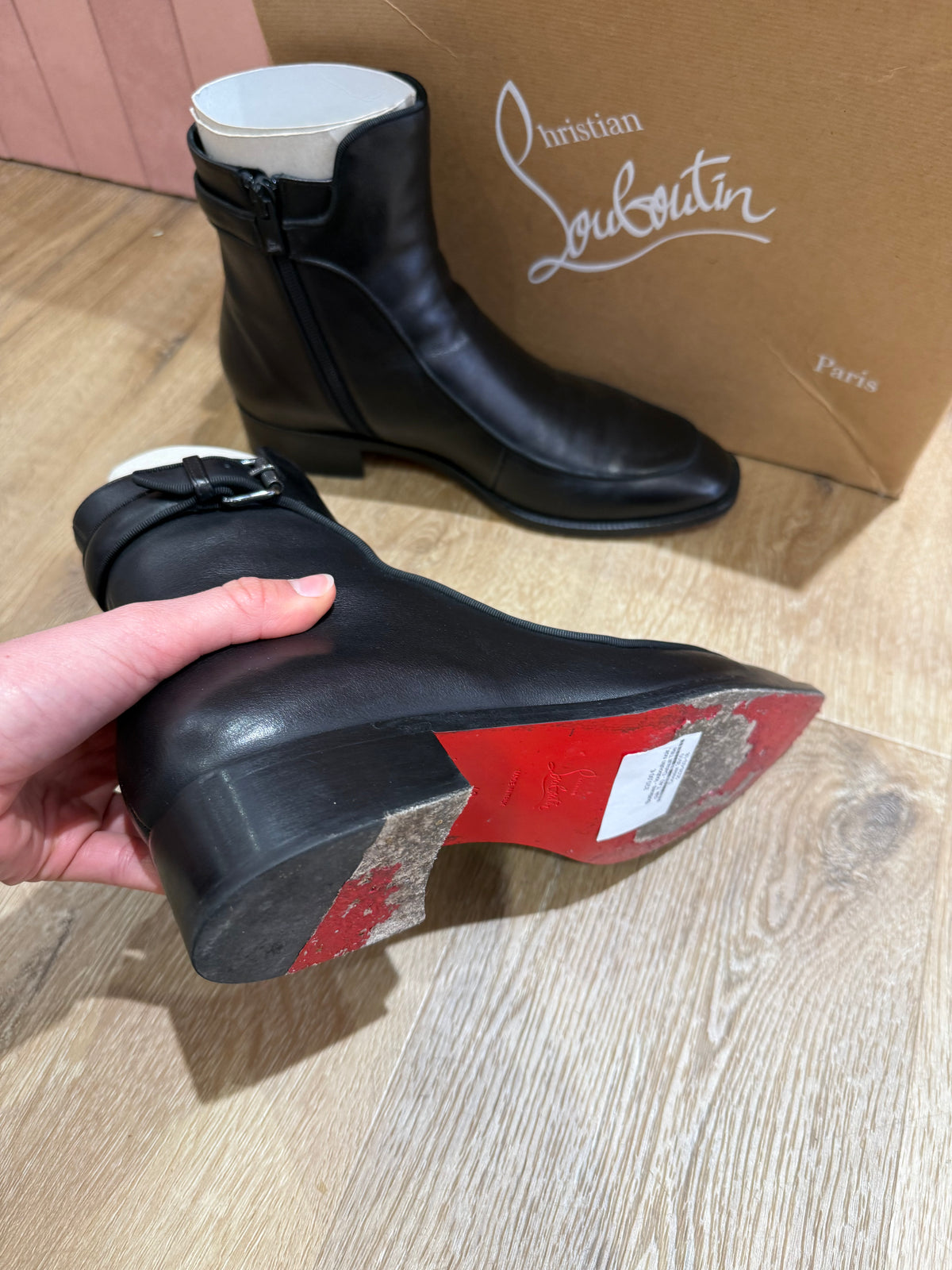 Bottines - louboutin noir, cuir, T.40