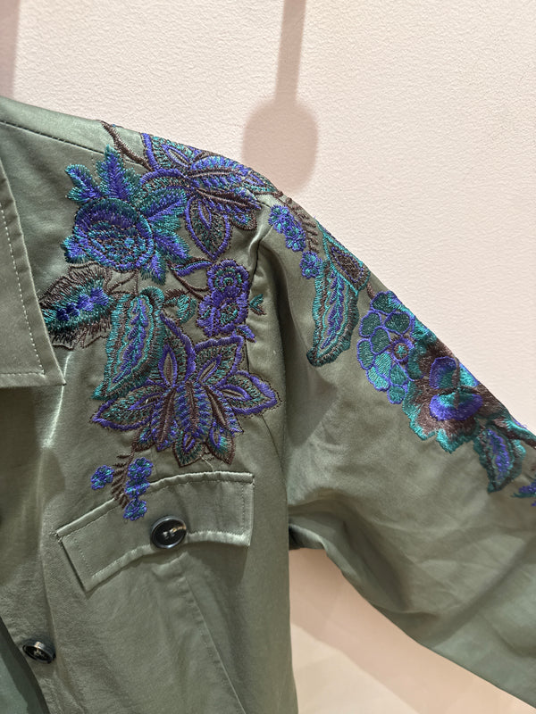 RIU - Veste broderie violette Kaki - T.38