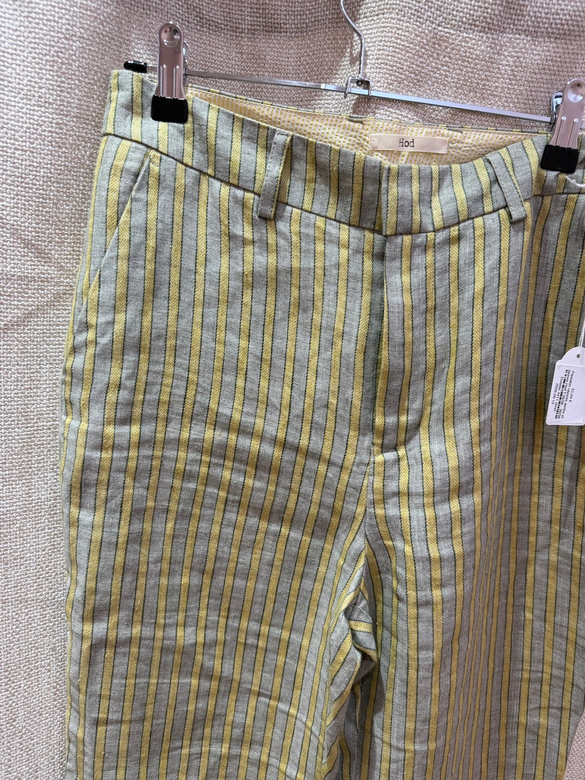 Pantalon rayures vertes et jaunes Hod T.36/38 14/06