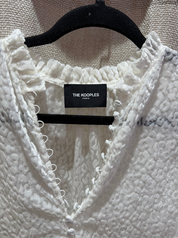 Blouse blanche en velours motif léopard T.S 20/09