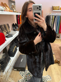 Manteau en fourrure de vison marron T.38/40 18/08