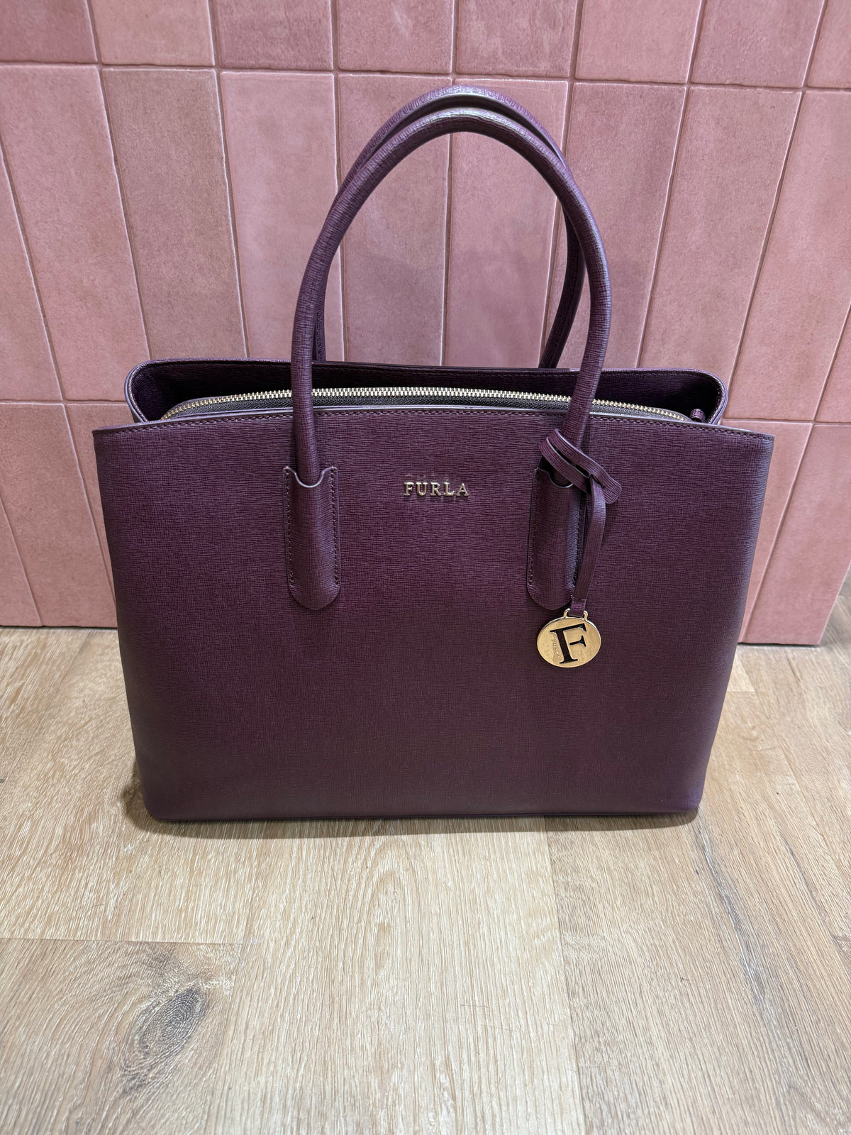 sac cabas furla neuf cuir violet 05/06