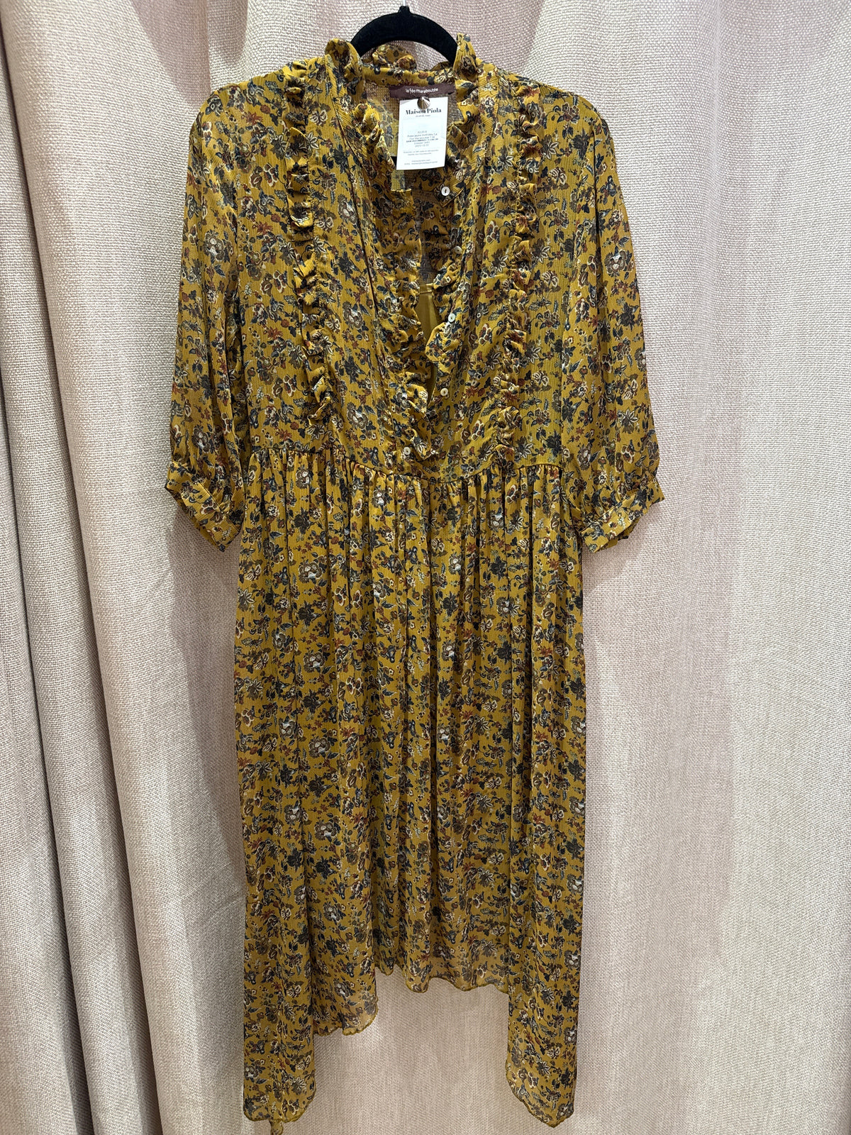 Robe jaune motif bleu La Fée Maraboutée T.36