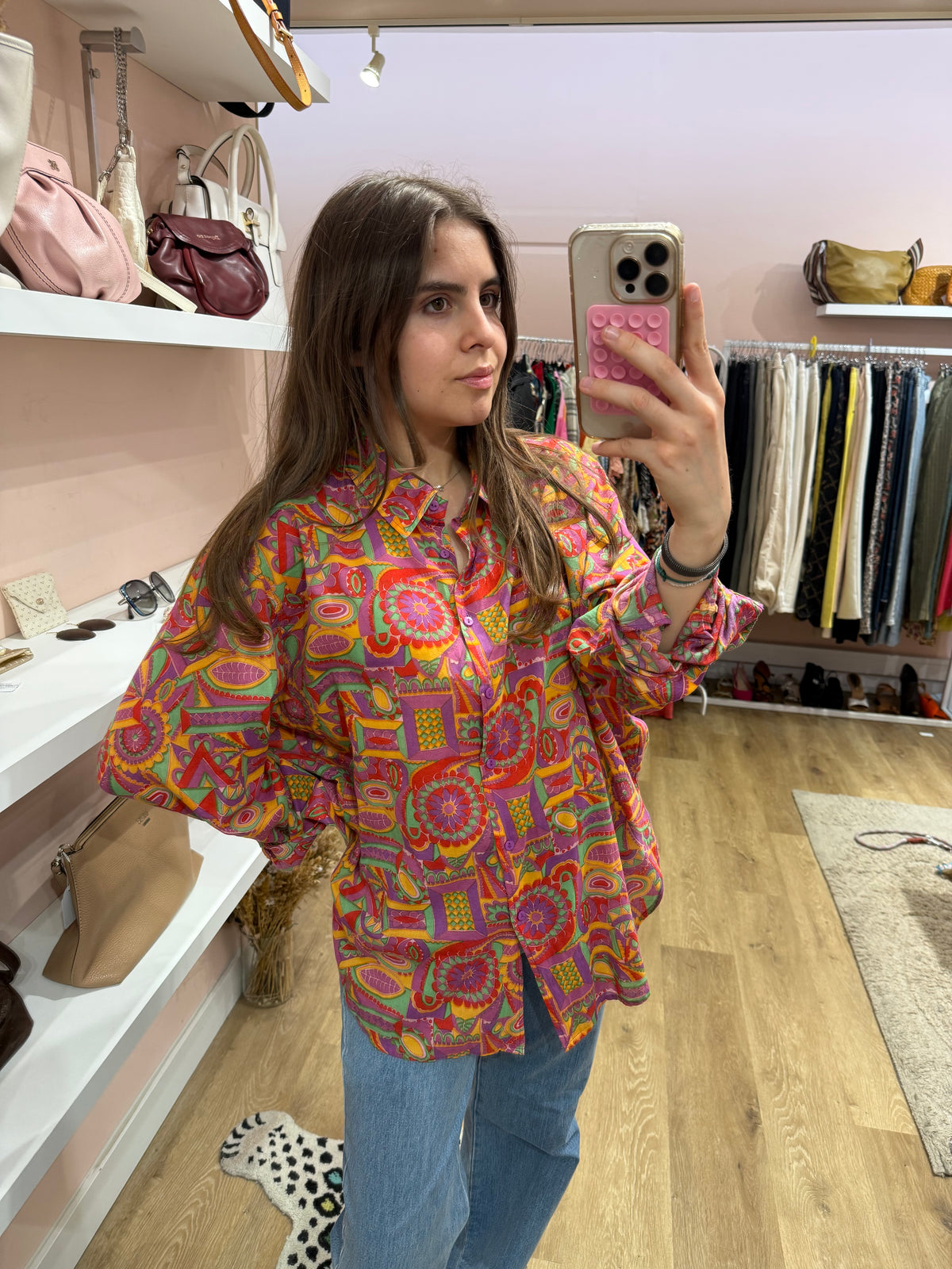 Ba&sh Chemise Orange et verte Chemise longue T.M 01/07