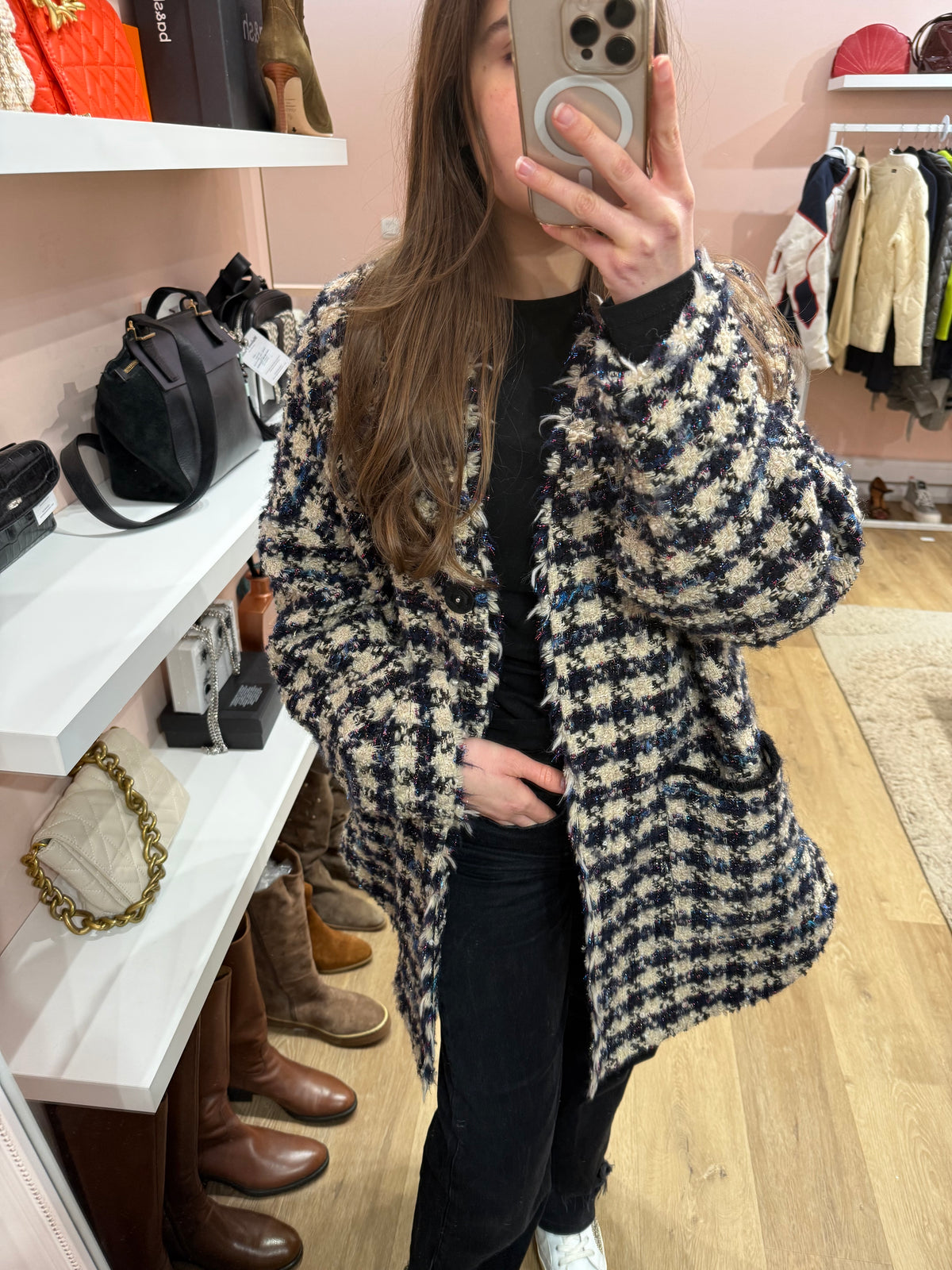 Veste tweed beige bleu Forte Forte T.M