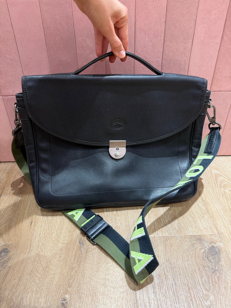Sac Longchamp 08/08 cuir noir