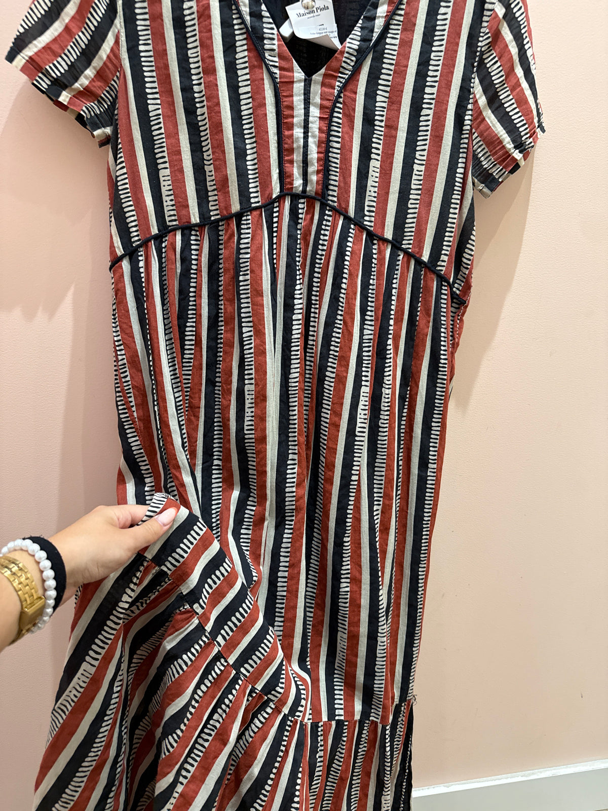 Robe longue MKT rouge et noir T.42