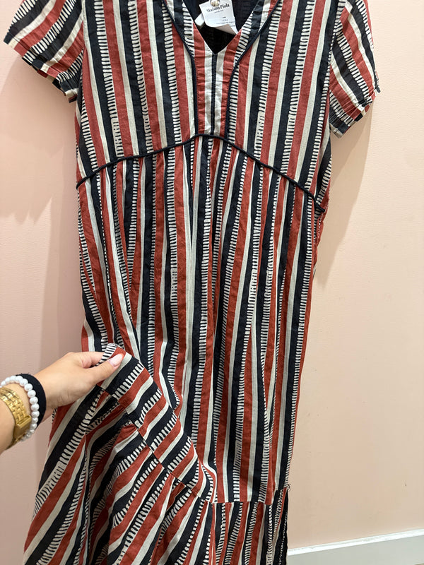 Robe longue MKT rouge et noir T.42