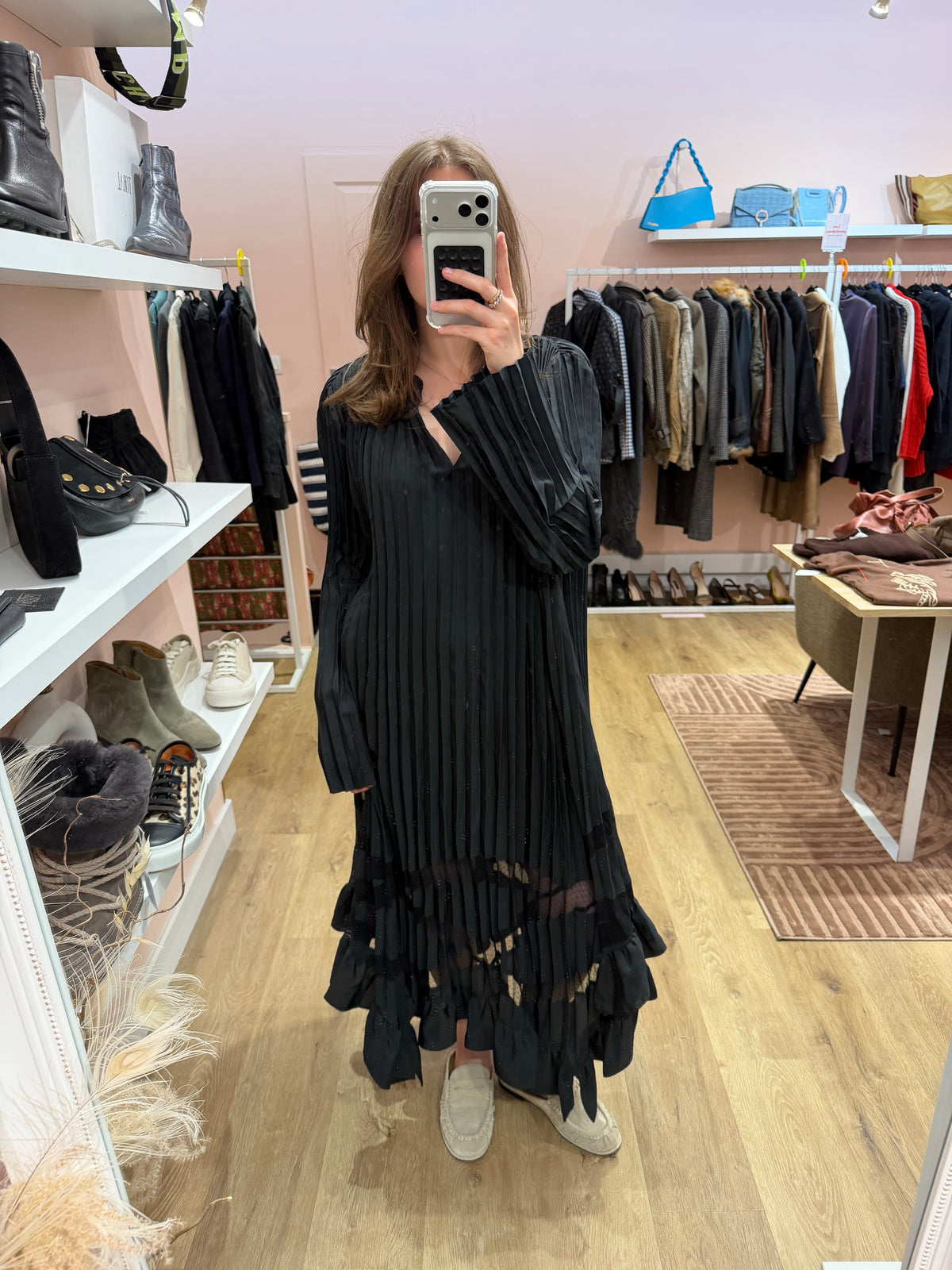 Claudie Pierlot - Robe noire plissée transparente, neuve avec étiquette - T.38 01/09