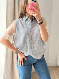 Chemise Sandro blanc et noir sequins T.M