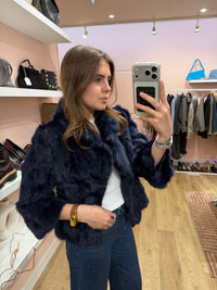 Veste courte en fourrure de lapin - T.S 04/09