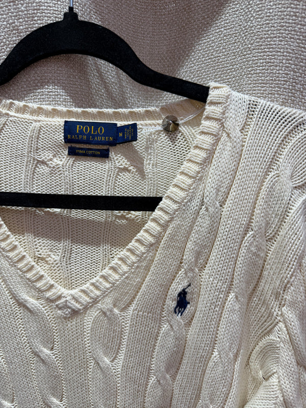 Pull coton Ralph Lauren logo bleu marine T.M 29/09