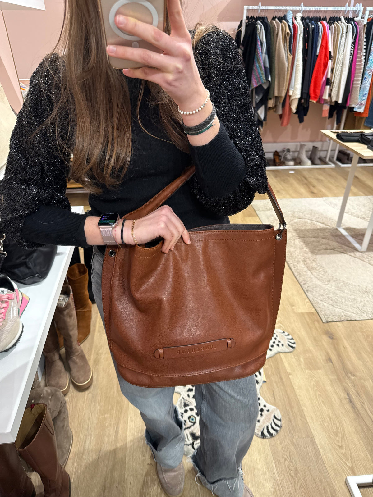 Sac marron cabas Longchamp