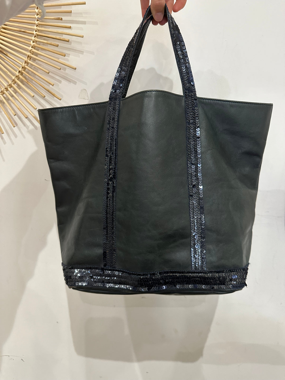 Sac cabas Vanessa Bruno cuir vert foncé