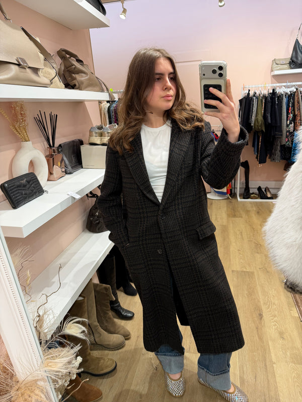 Manteau marron pied-de-poule Isabel Marant T.36/38 12/10