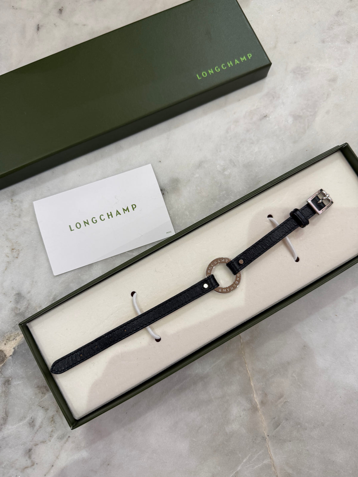 Bracelet noir en cuir Longchamp