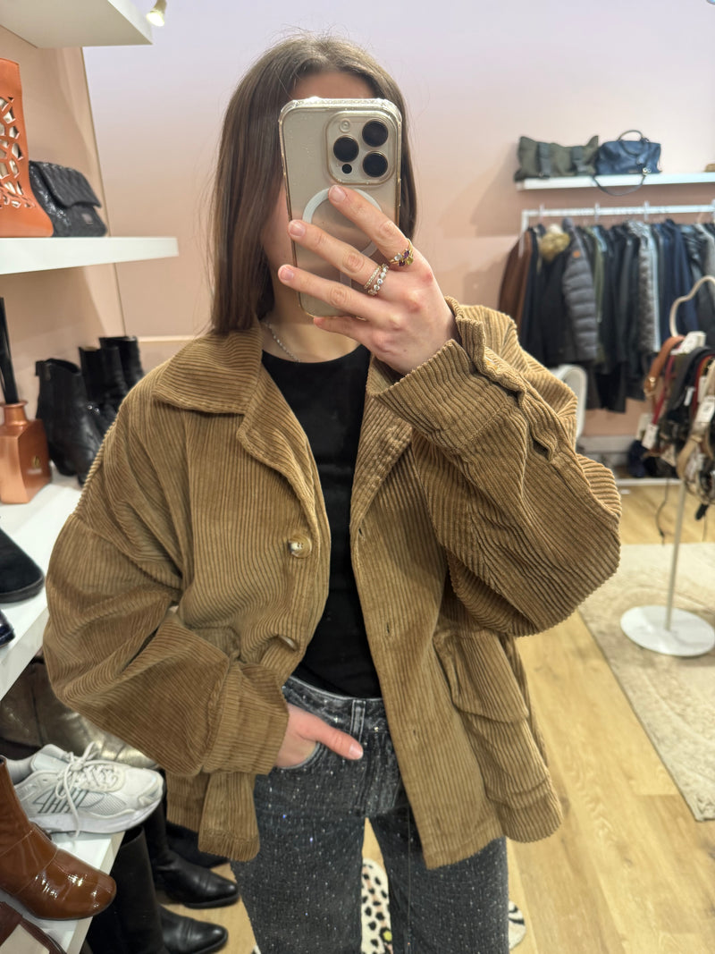 Veste courte camel velours Lukap T.U