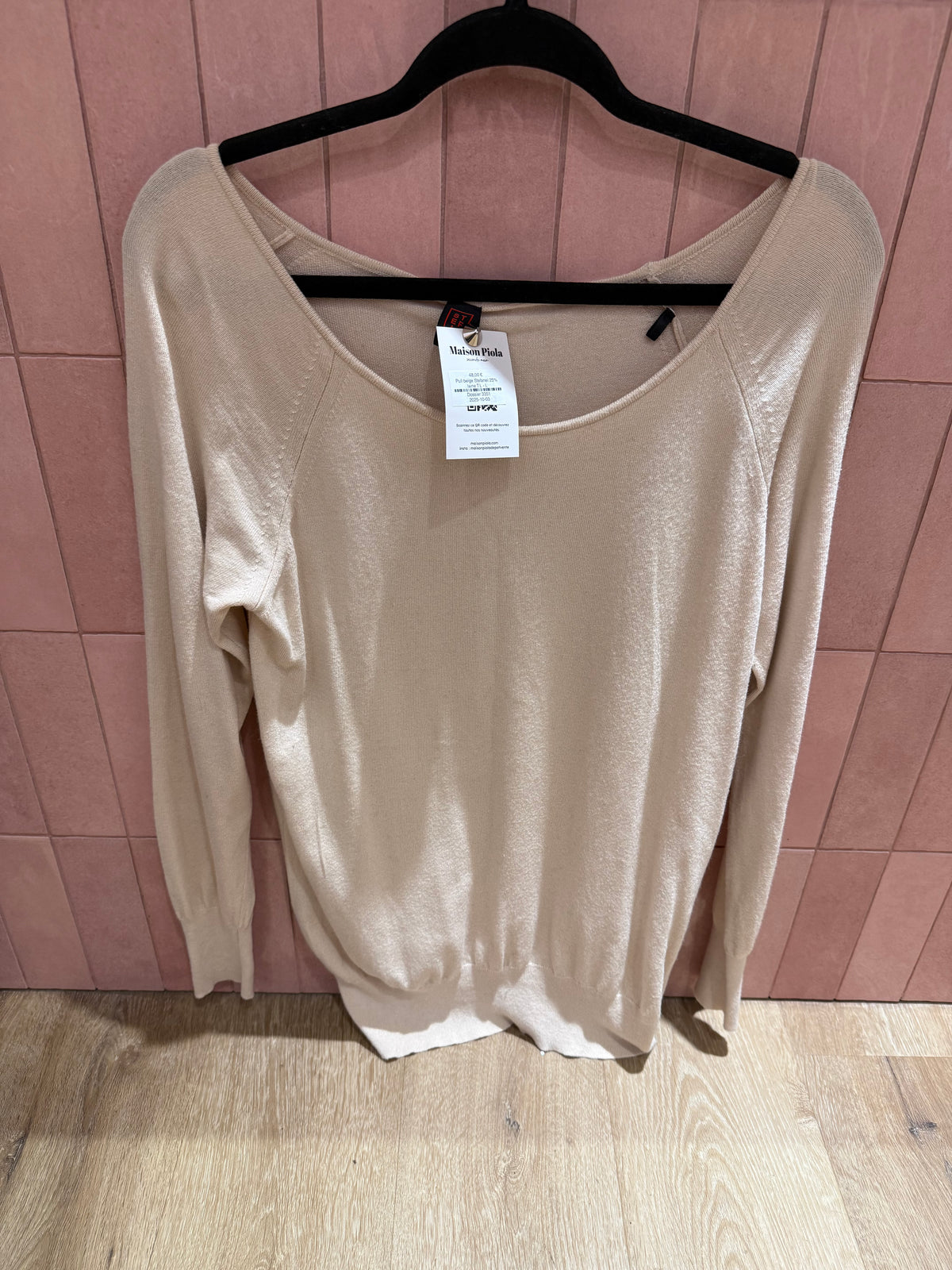 Pull beige Stefanel 25% laine T.L