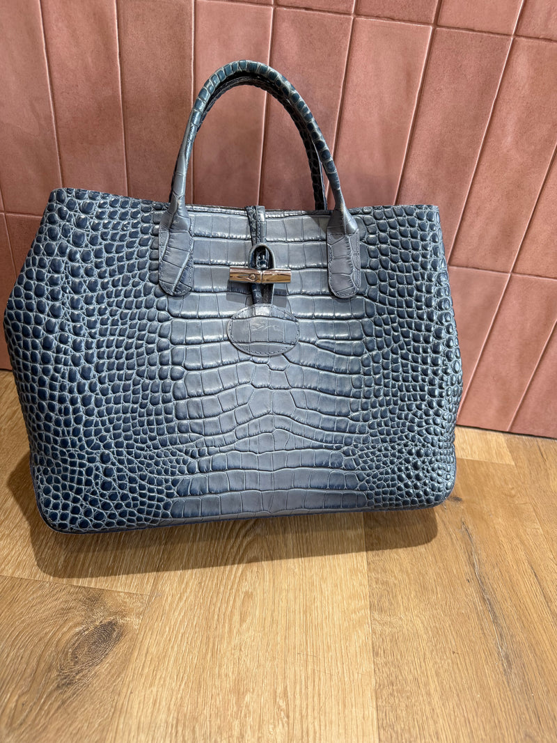 Sac Longchamp en cuir bleu 20/08