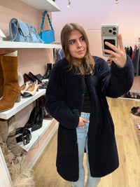 Manteau bleu nuit peau lainé Gérard Darel T.38 (L) 14/09