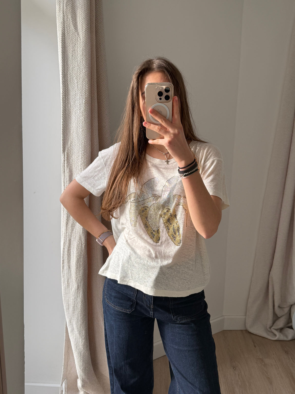 T-shirt blanc Zadig & Voltaire logo doré T.S/M