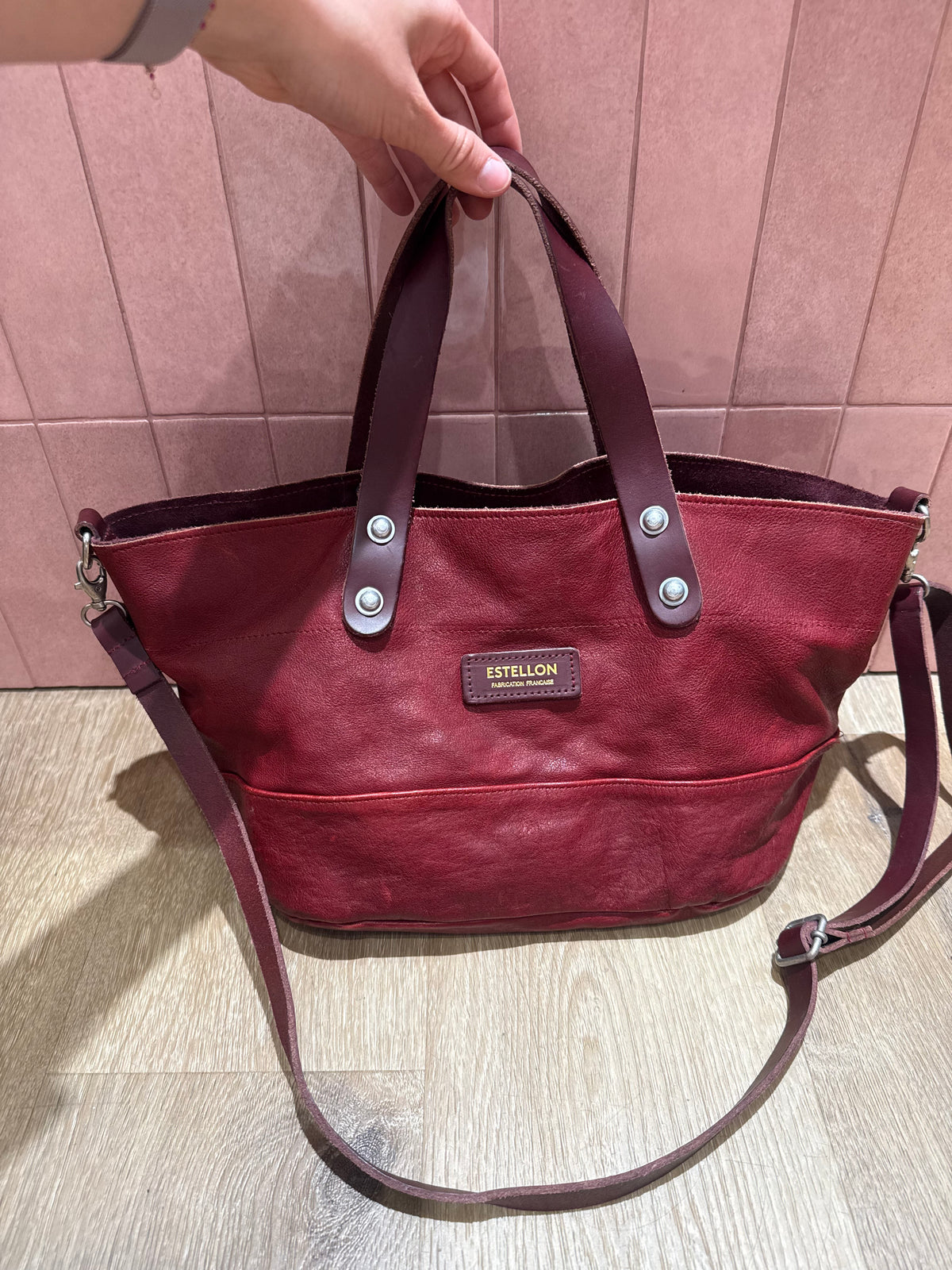 Sac cabas rouge et pochette Estellon 27/05