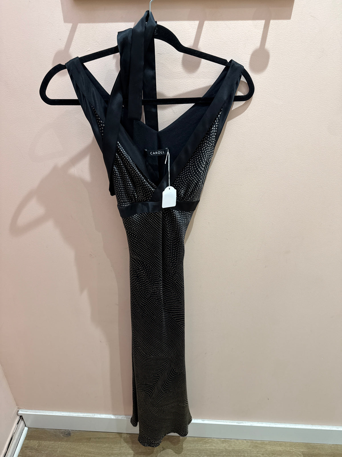 Robe longue débardeur Noir et points beige - T.L