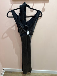 Robe longue débardeur Noir et points beige - T.L