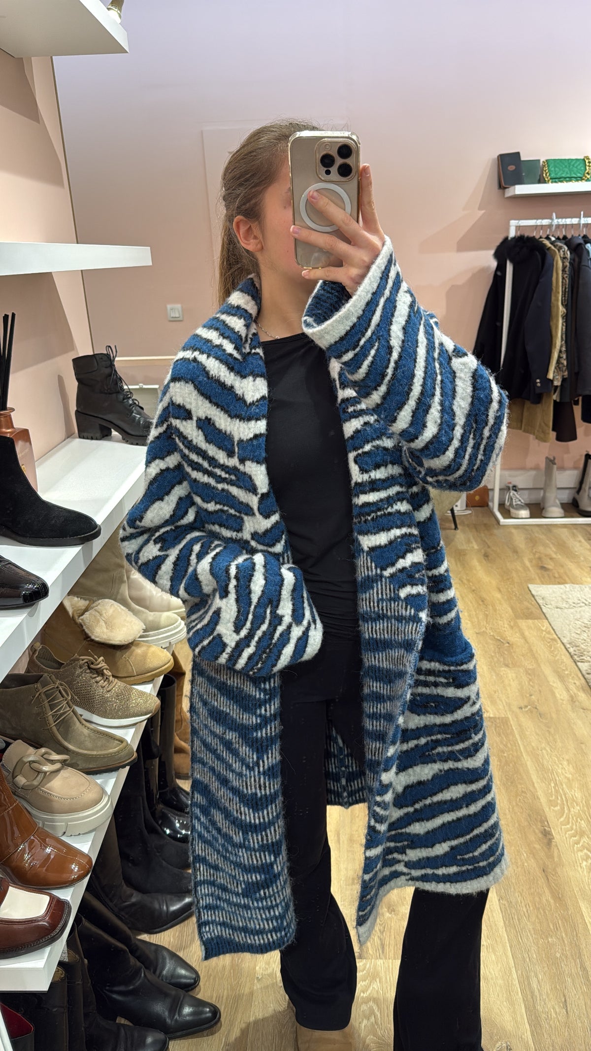 Gilet long bleu et blanc Zadig & Voltaire TU laine