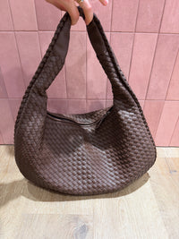 Sac cabas marron glacé tressé 10/10