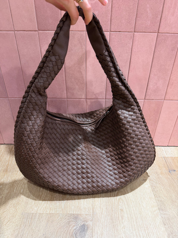 Sac cabas marron glacé tressé 10/10