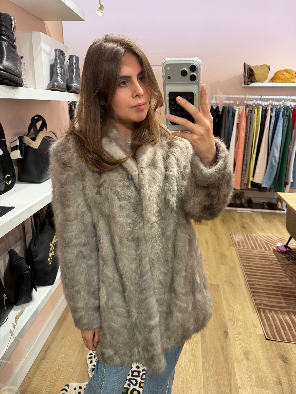 Manteau en vison gris taille 38 26/08