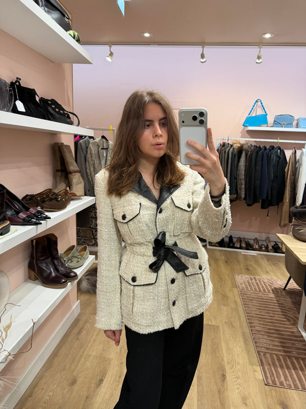 Veste dorée et cuir The Kooples T.34 10/09
