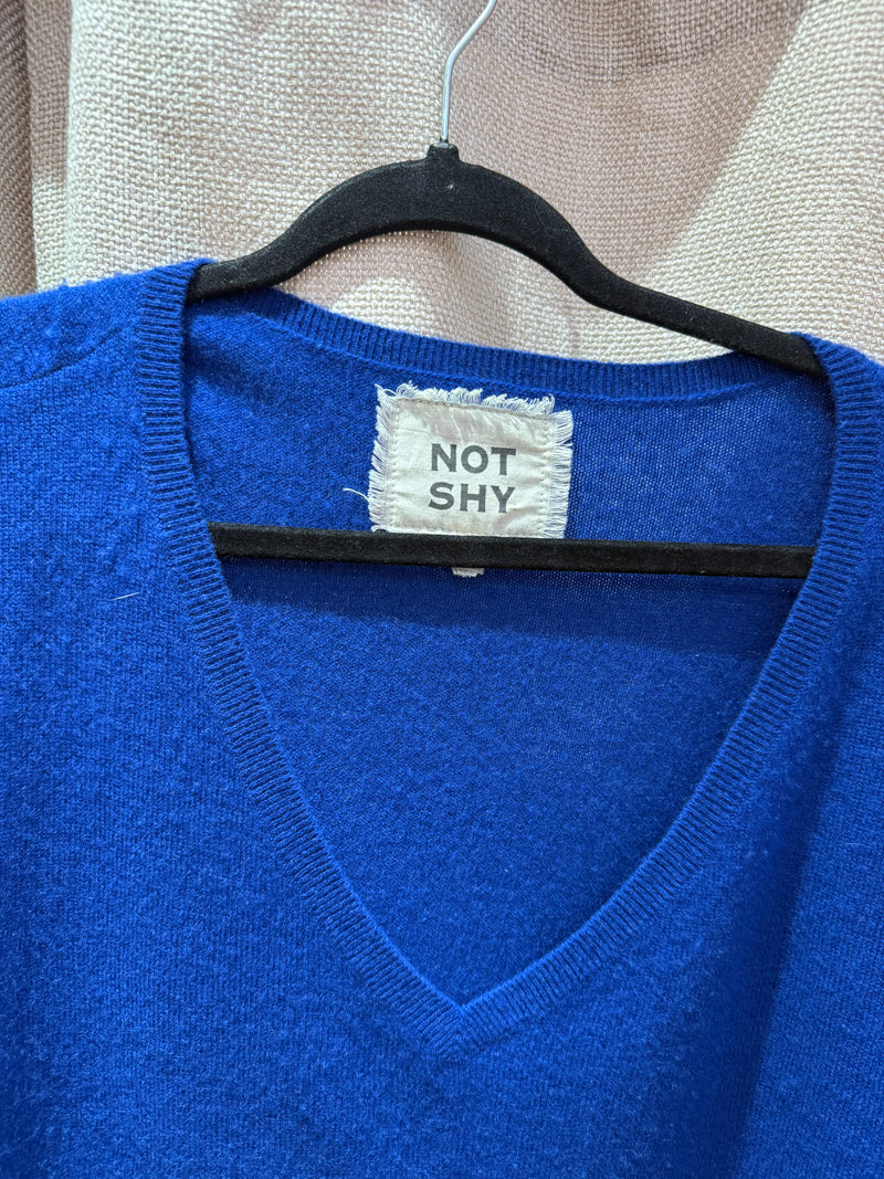 Pull manches courtes bleu roi Not Shy - bleu roi - T.S/M cachemire  02/06