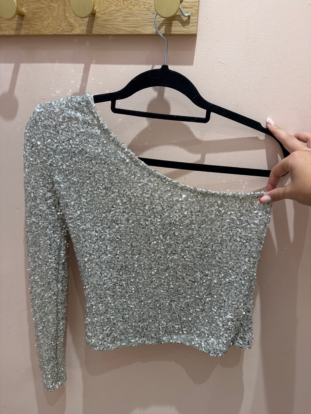 Top argenté Mango T.XS