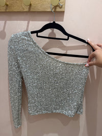 Top argenté Mango T.XS