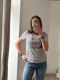 T-shirt IKKS blanc et bleu rayures T.M
