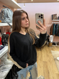 Pull noir bandes beige Weill T.L