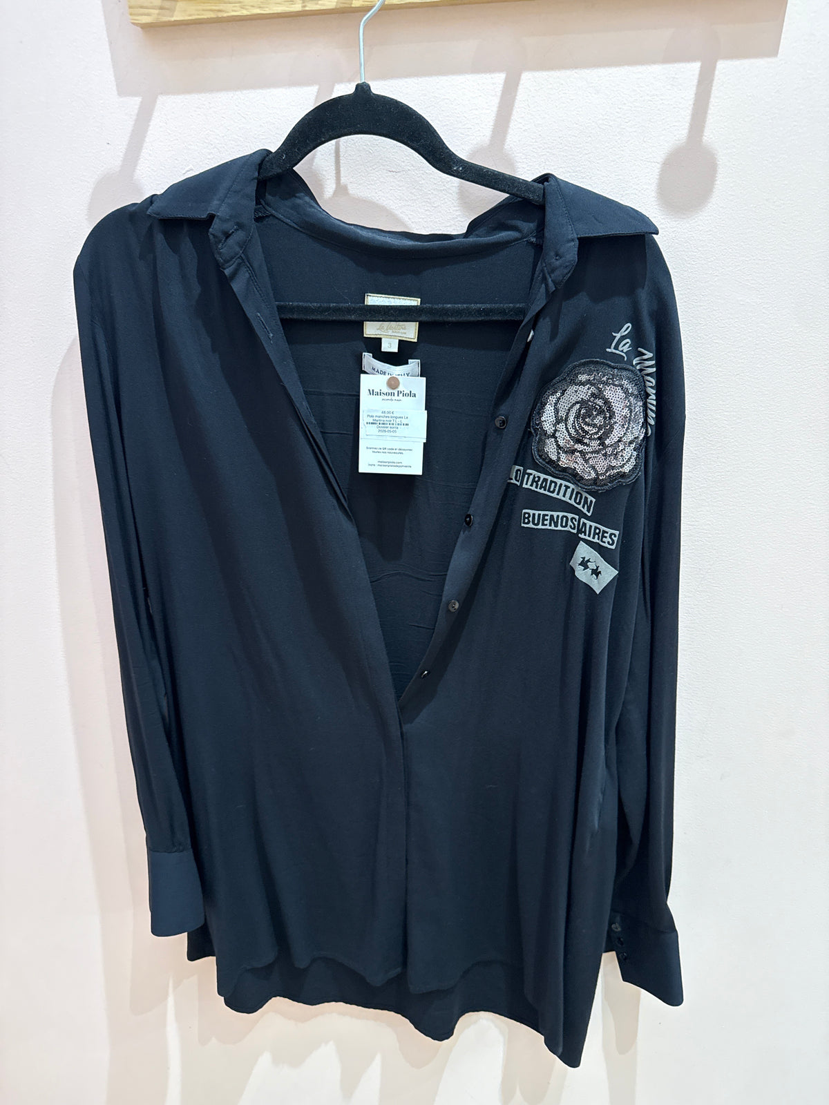 Polo manches longues La Martina noir T.L