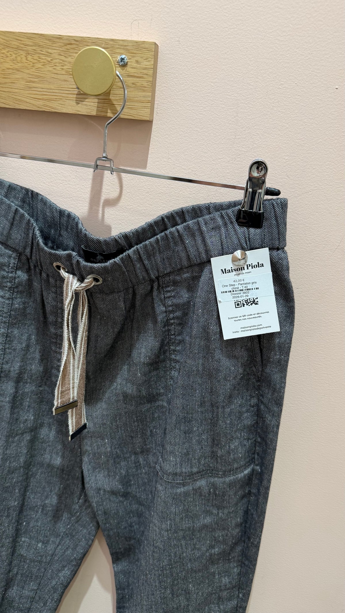 One Step - Pantalon gris chiné - T.40