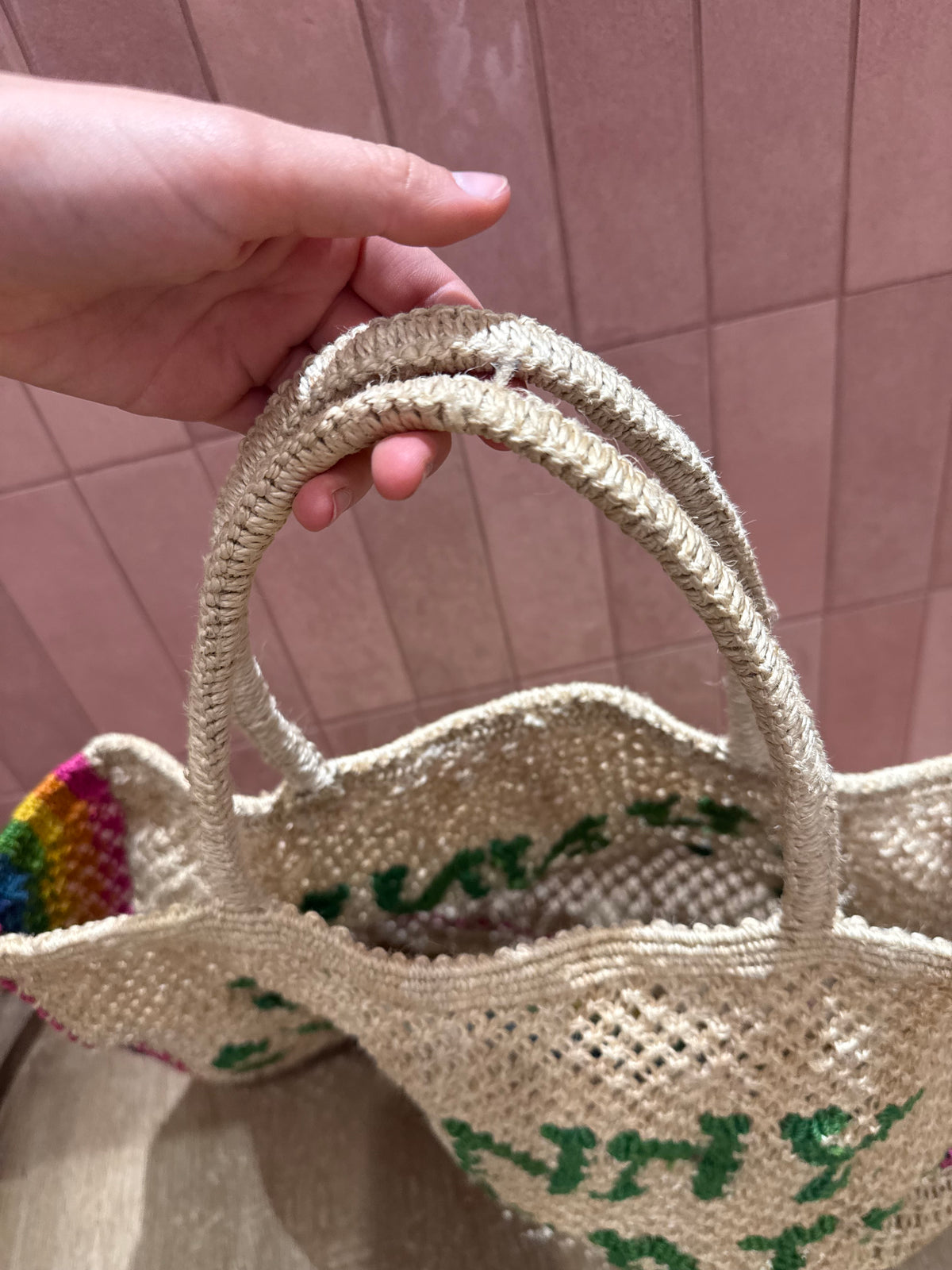 Sac cabas beige et rose 27/05