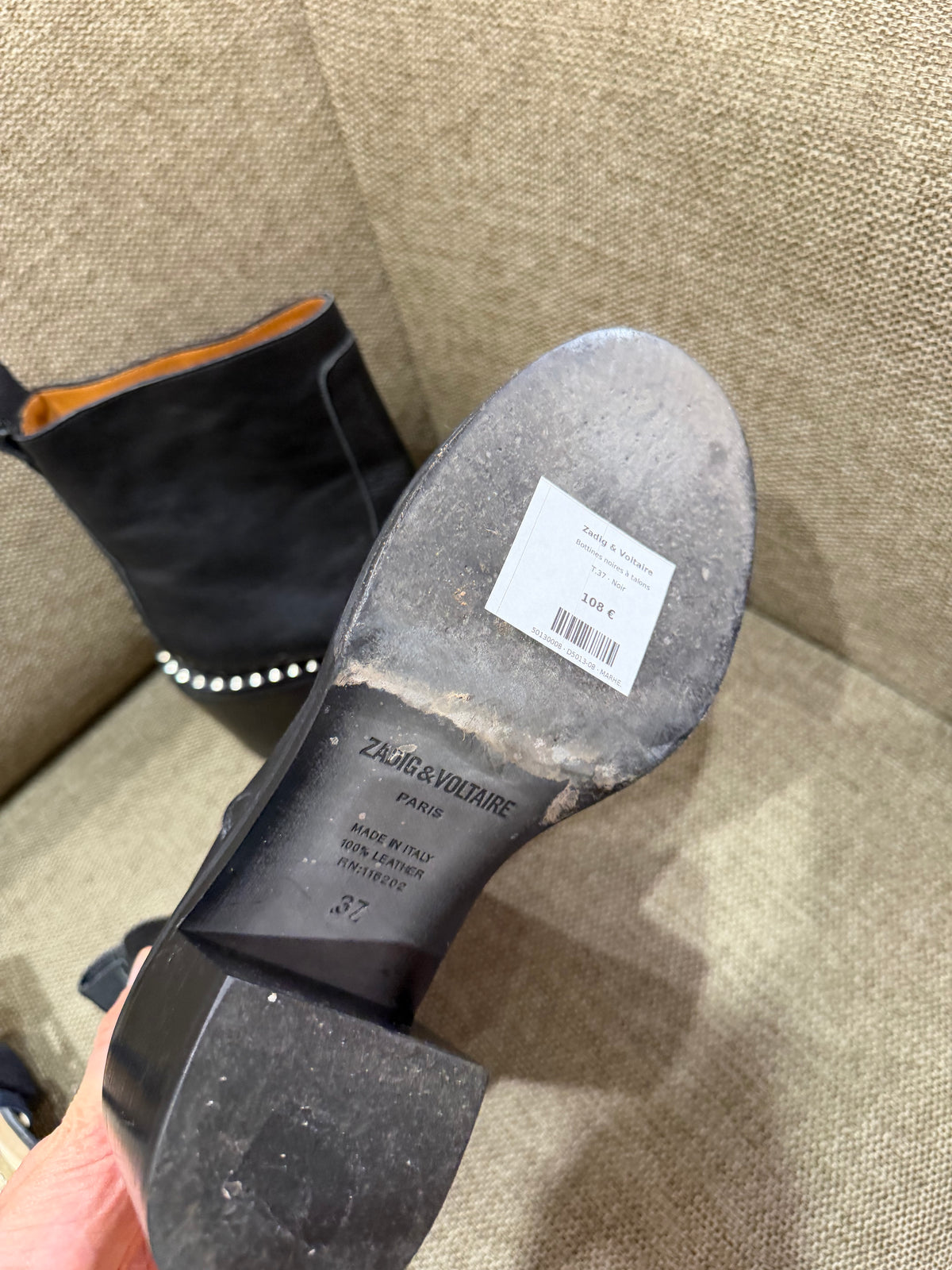 Zadig & Voltaire - Bottines noires à talons - T.37 01/09