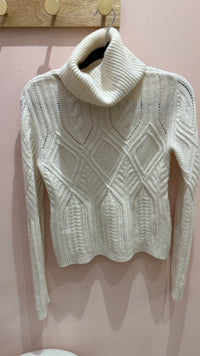 Pull blanc cachemire vintage S