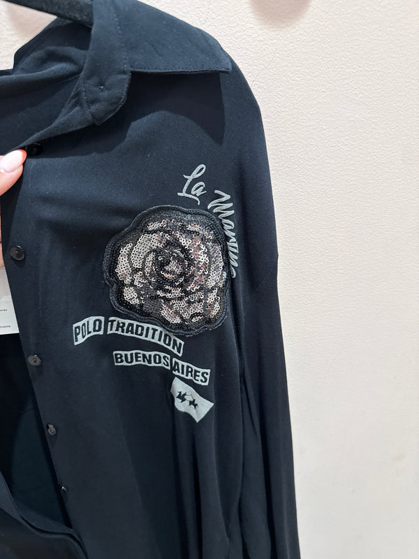 Polo manches longues La Martina noir T.L
