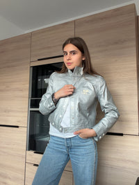 Veste en cuir Courrèges T.38 argenté 15/08