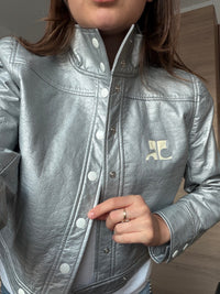 Veste en cuir Courrèges T.38 argenté 15/08